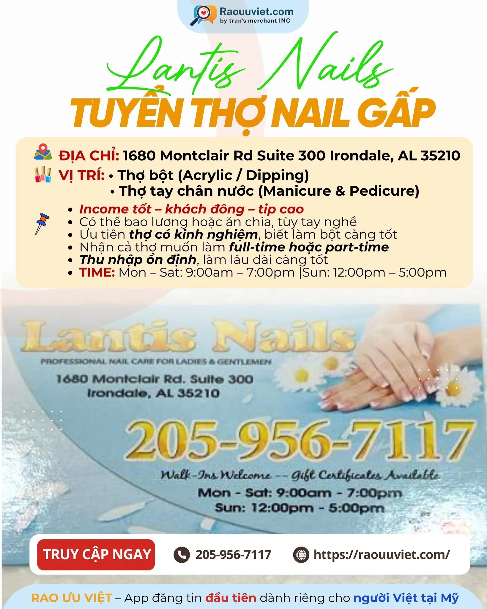 🌸 LANTIS NAILS – TUYỂN THỢ NAIL GẤP 🌸