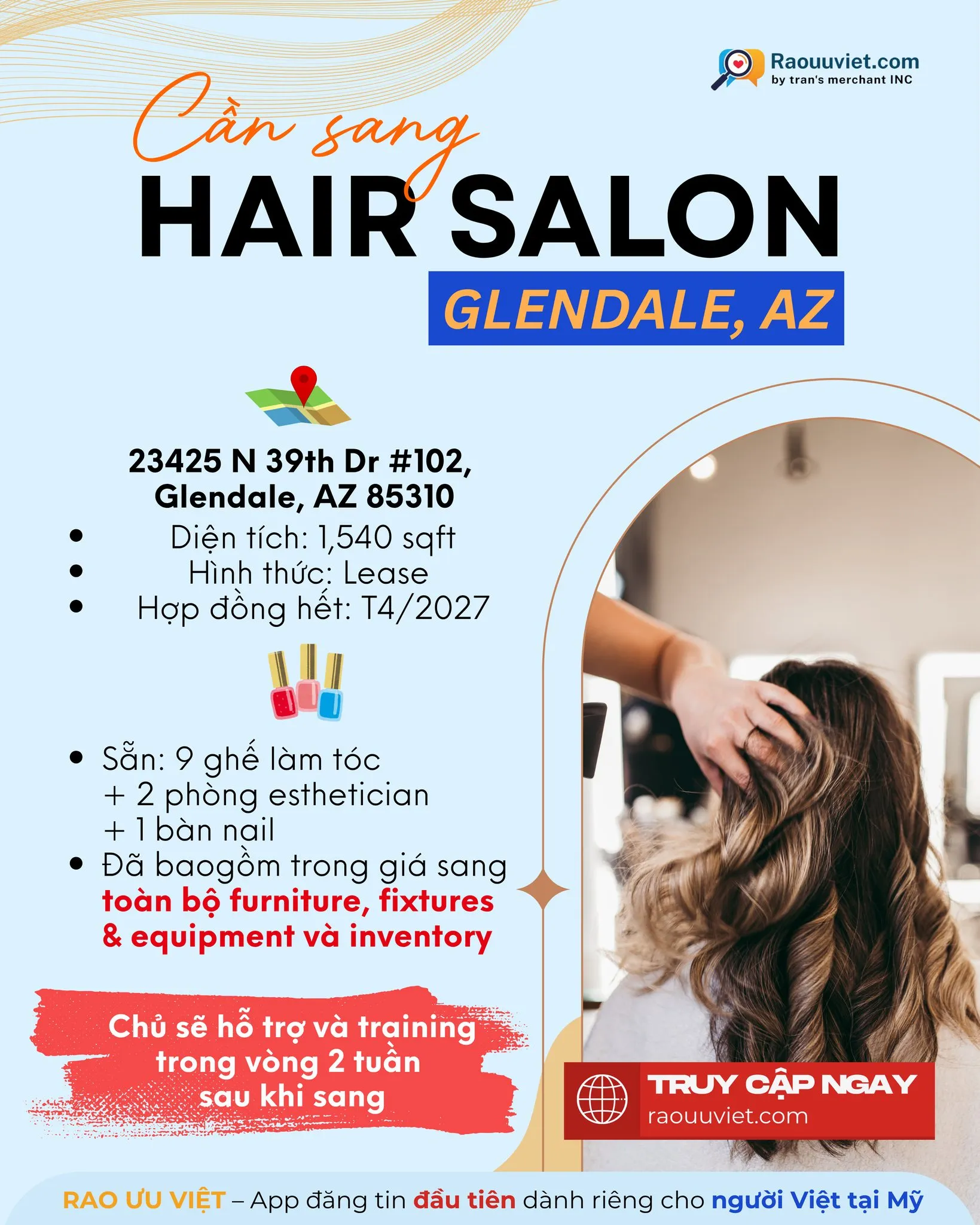 💥 CẦN SANG HAIR SALON TẠI GLENDALE, AZ 💥