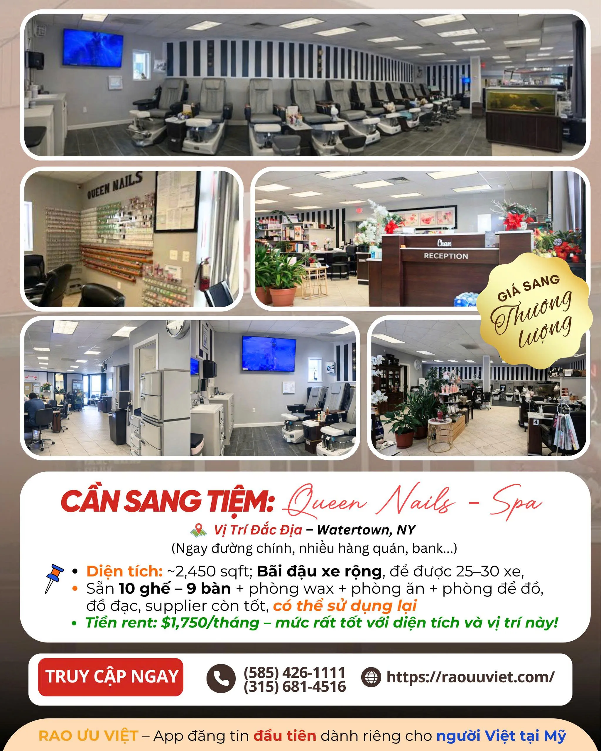 👉 CẦN SANG TIỆM NAIL VỊ TRÍ ĐẸP Ở WATERTOWN, NY